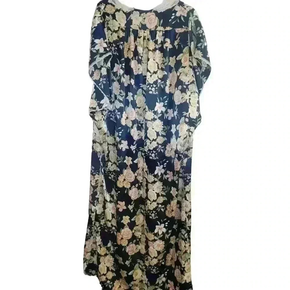 Vtg Barbizon Kaftan Blue Floral Lace Grandmacore Nightgown XXL Maxi Mumu - Picture 6 of 16
